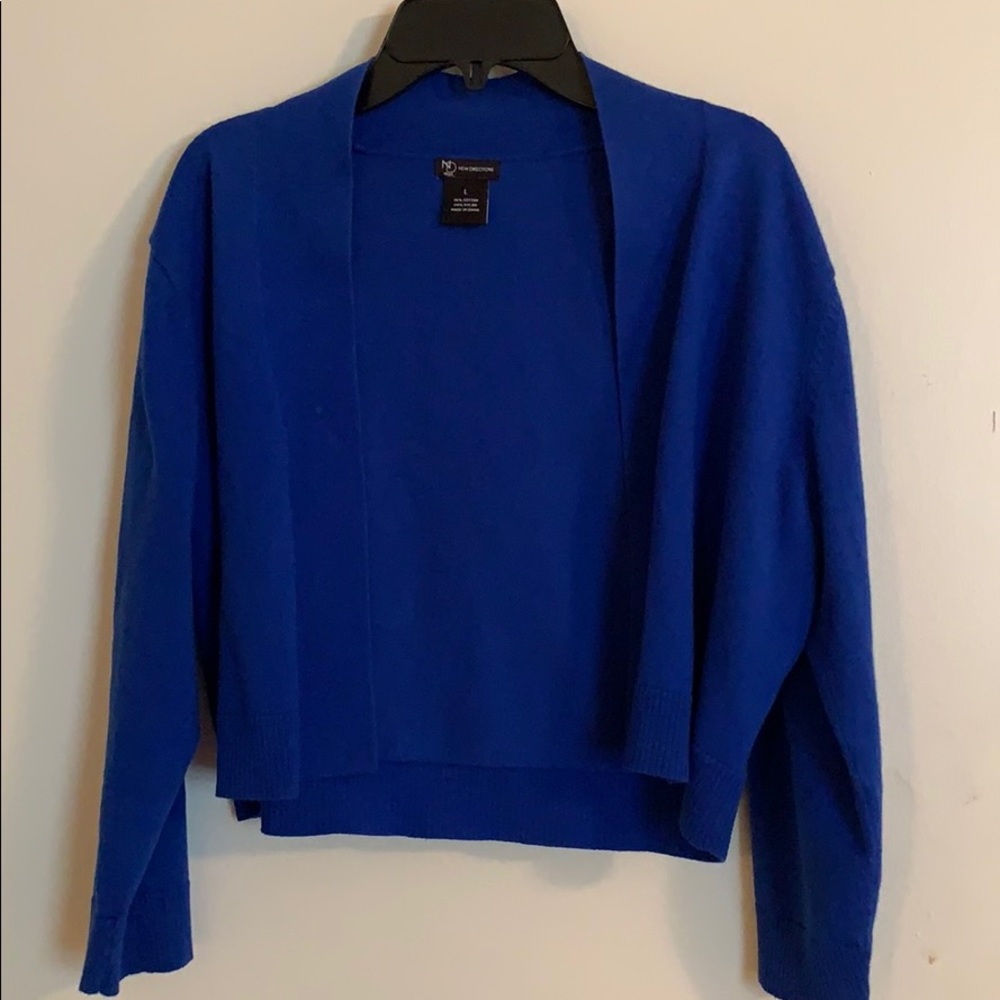 blue cardigan
